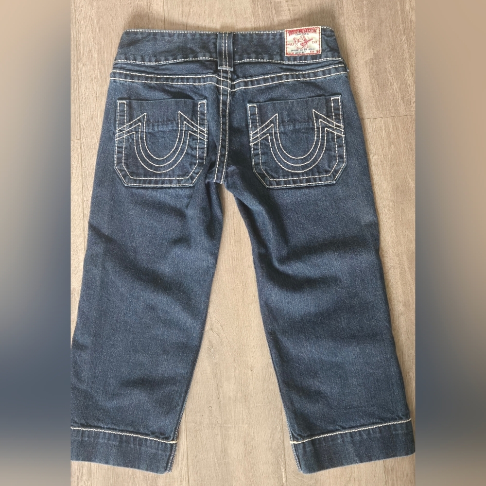 True Religion Y2K Grail Dark Wash Low Rise Denim Capri Pants Size 27 - Picture 3 of 13